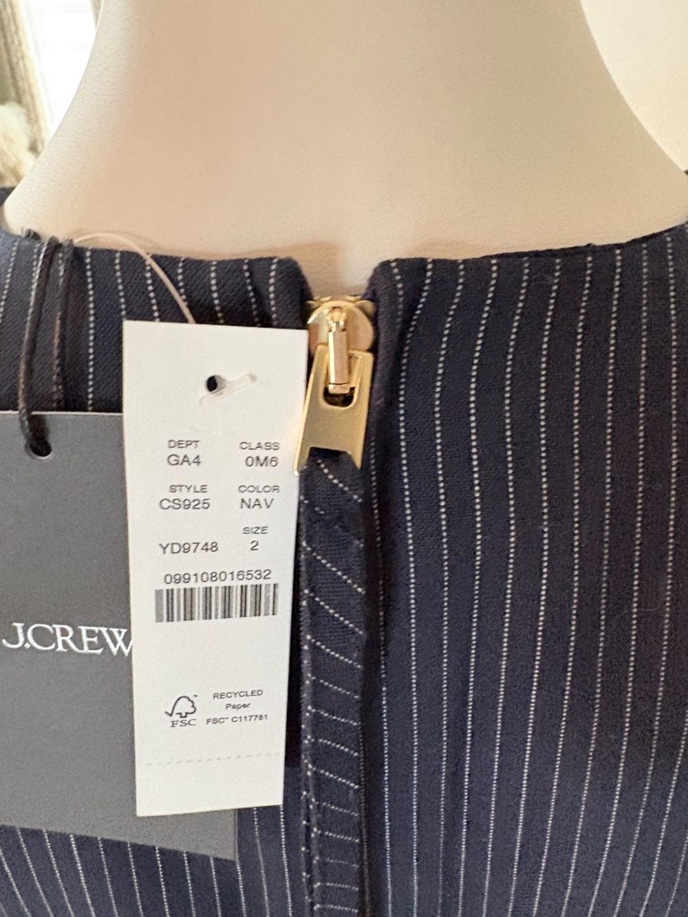 NWT J Crew Mini shift dress in pinstriped wool blend - Picture 4 of 7
